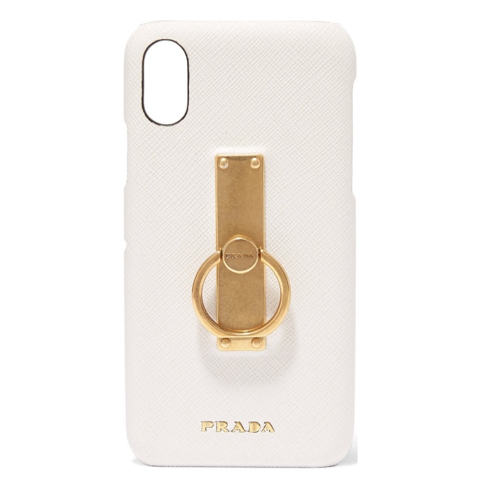 Prada embellished textured-leather iPhone X case